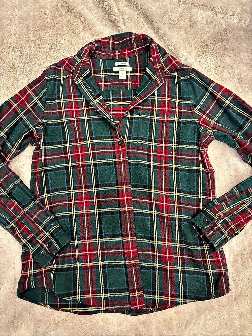 L.L.Bean Women Scotch Plaid Flannel Relaxed Fit
